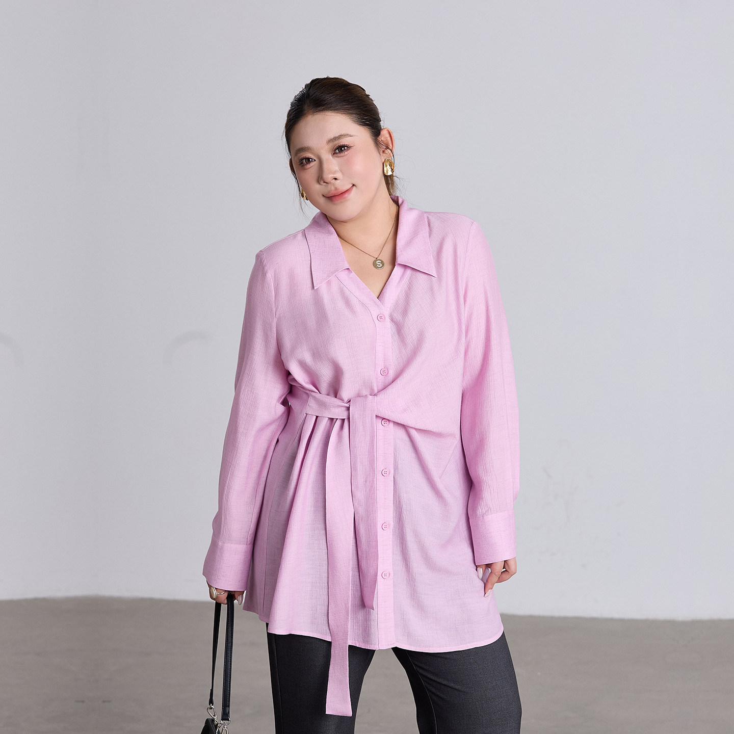 气质高知系腰大码衬衫女春季2026新款胖mm宽松显瘦长袖衬衣200斤,女装/女士精品,常规大码外套,淘宝优惠券,粉丝福利购,淘宝优惠卷