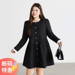 法式收腰显瘦A字中裙2026春装新款大码女装胖mm遮肚小香风连衣裙
