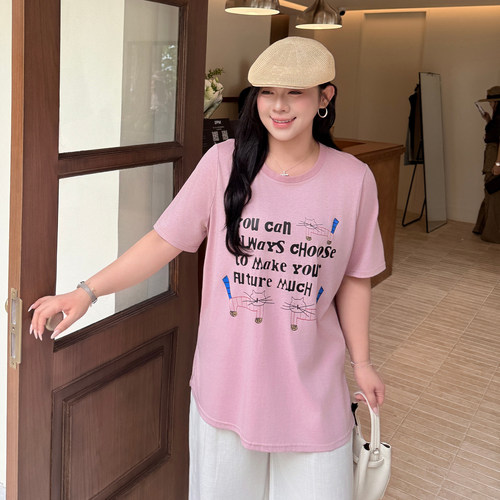 大码女装猫咪T恤百搭显瘦