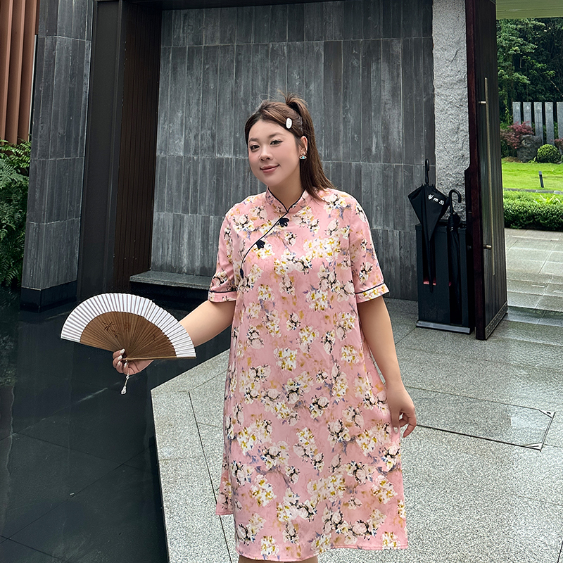 大码女装胖mm宽松显瘦连衣裙