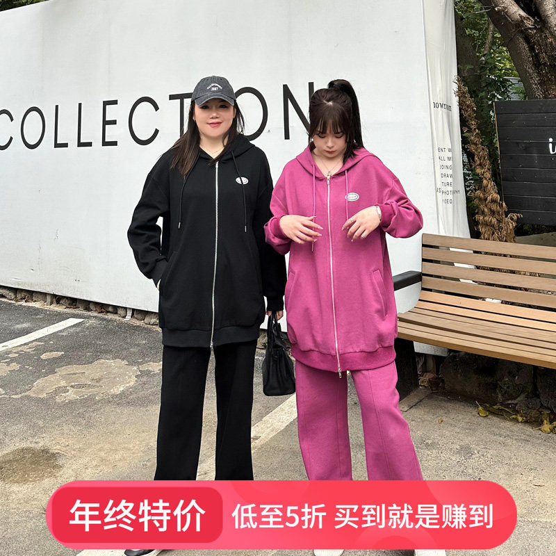 心存真大码女装卫衣套装春季200斤连帽外套+休闲阔腿裤运动两件套,女装/女士精品,大码套装,淘宝优惠券,粉丝福利购,淘宝优惠卷