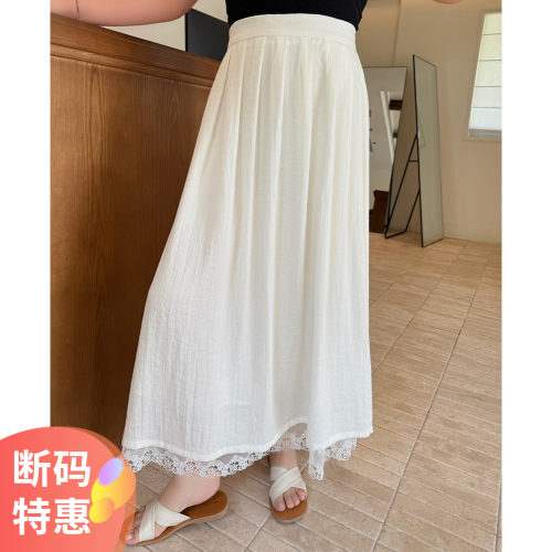 大码女装猫眼麻半身裙百搭显瘦