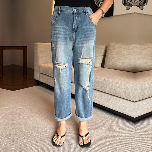 大码女装牛仔裤宽松显瘦