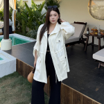 大码女装麻感春季外套2026年新款200斤胖mm宽松抽绳中长款开衫