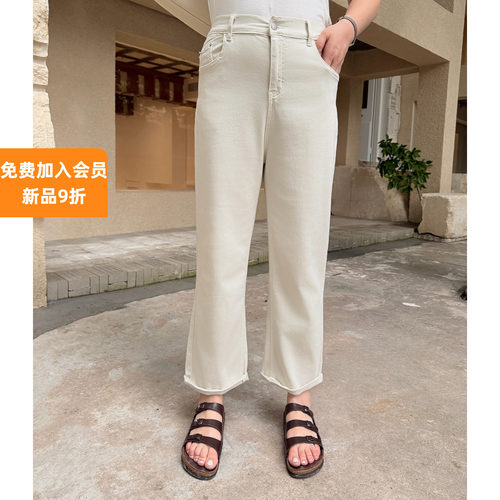 大码女装米白铅笔裤百搭显瘦