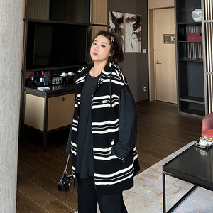 特大码女装连帽卫衣马甲2023年秋冬款胖妹妹mm宽松中长款外套马夹