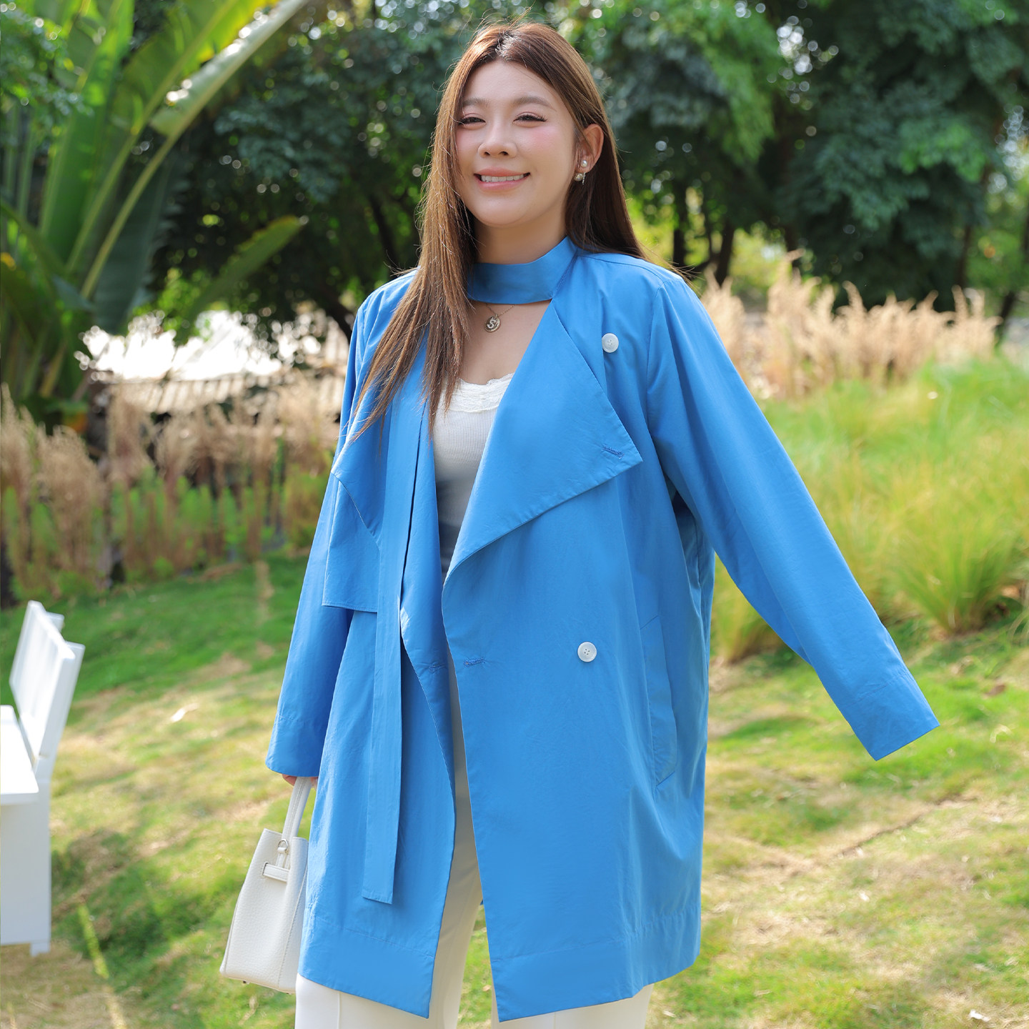 薄款翻领风衣女2026春季款200斤加肥加大码胖mm宽松中长款薄外套