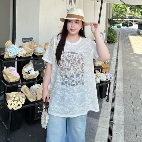 大码女装梅花喜鹊t恤百搭显瘦