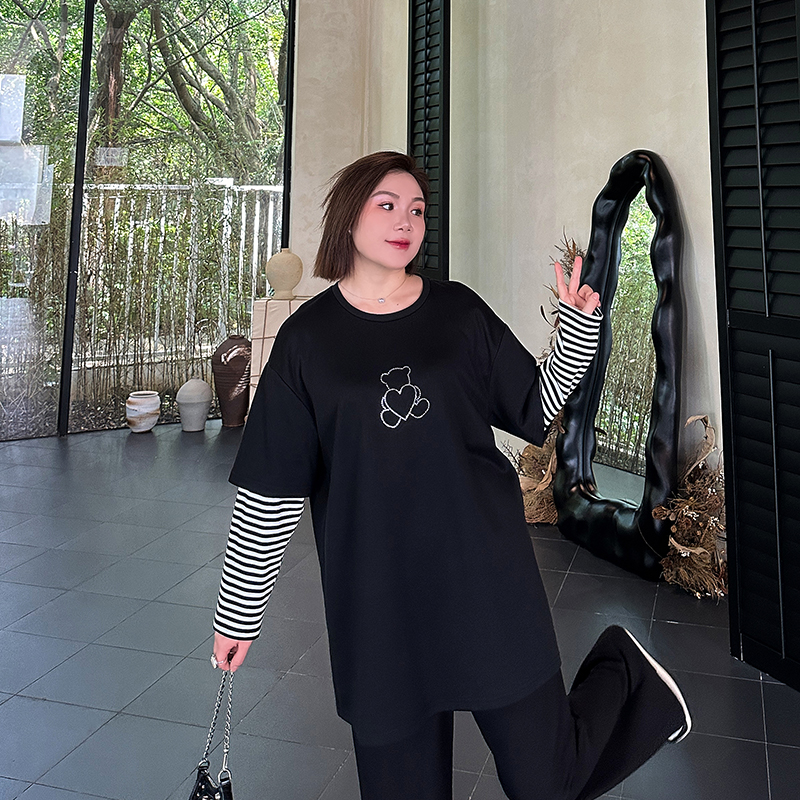大码女装长袖T恤宽松显瘦百搭