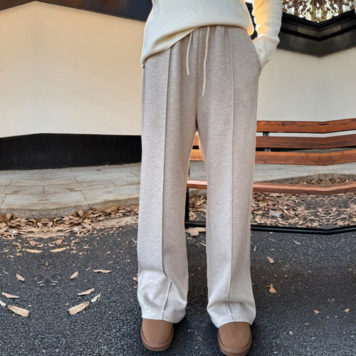 大码女装仿羊绒阔腿裤宽松防风裤