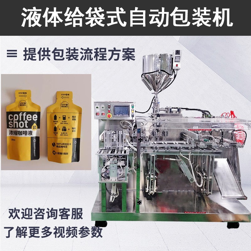 浓缩咖啡液包装机水平给袋式灌装机双列双联异形袋液体包装机定制