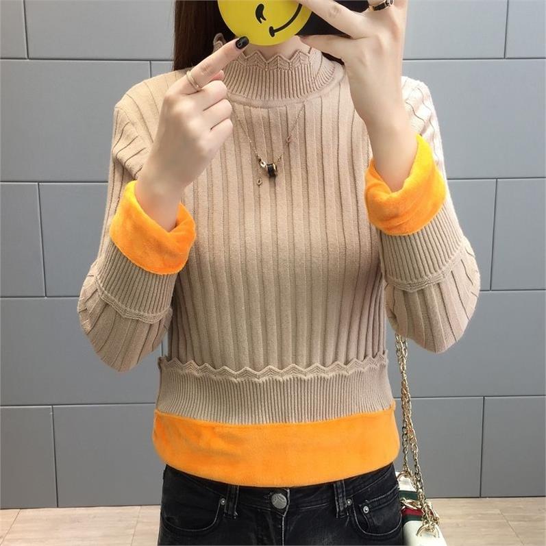 半圆领条纹针织衫女秋冬装2019新款韩版加绒套头长袖打底衫短上衣在类目 女装/女士精品, 毛衣中 - 来自Buy2taobao.com提供专业的淘宝代购服务