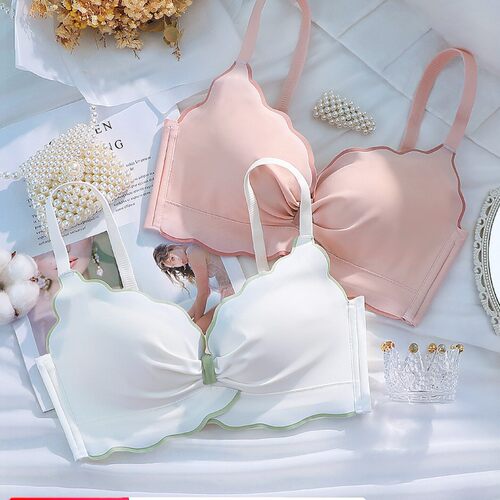 内衣女小胸聚拢夏季薄款上托无钢圈收副乳胸罩防下垂白色文胸套装