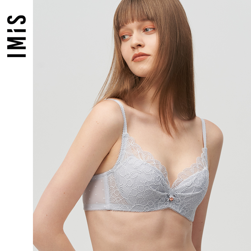 爱美丽IMIS内衣小胸聚拢显大蕾丝纯色薄杯全罩杯文胸IM12AXN1