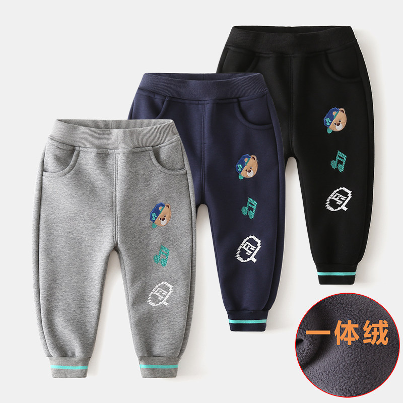 一体绒男童裤保暖婴儿宝宝外穿