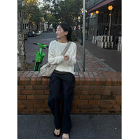 Acme Ground Loose off-white openwork knitted sweater for Women 2026 Autumn Loose off-the-shoulder sleeve sweater 11170 thumbnail 6