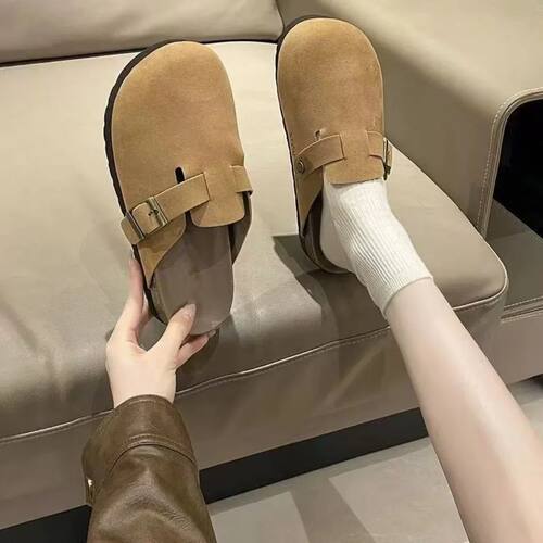 Fashion Clogs Slippers For Women Suede Mules Cork Footbed Le