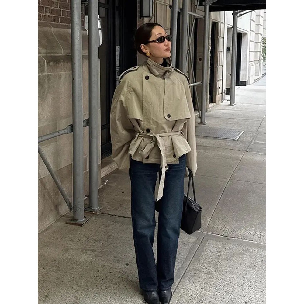 Versatile Stylish Short Windbreaker Jacket Retro Loose Stand