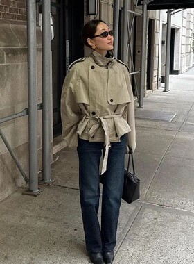 Versatile Stylish Short Windbreaker Jacket Retro Loose Stand