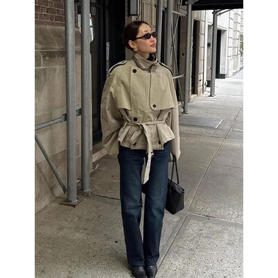 Versatile Stylish Short Windbreaker Jacket Retro Loose Stand
