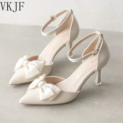 Medium Heel Heels Women's Shoes Trend Pointed Toe Butterfly