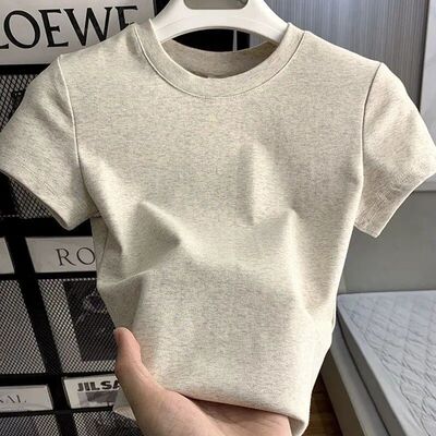Women's Solid Short Sleeve T-Shirt Spring Summer Casual Soft