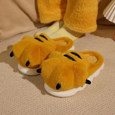 Cute Cartoon Fluffy Slippers For Women Men Winter Warm Shoes