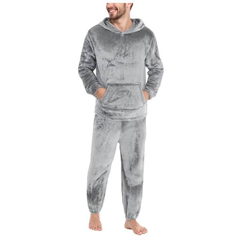 Men's Coral Fleece Pajamas Long Sleeve Thickened Flannel Hom