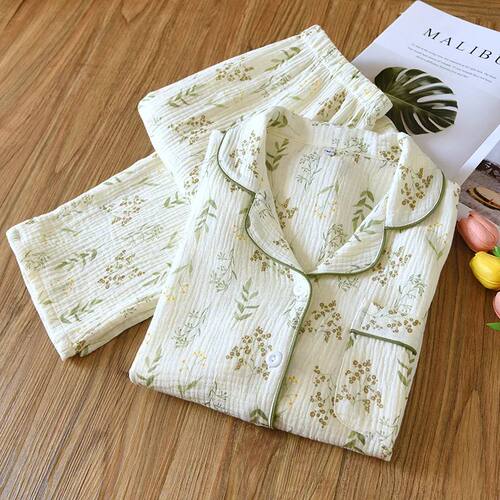 2025 Winter Women's Pajamas100% Cotton Plus Size Pajamas Flo