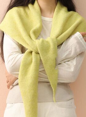 Women's Wool Knitted Triangle Scarf Shawl Autumn Winter Warm