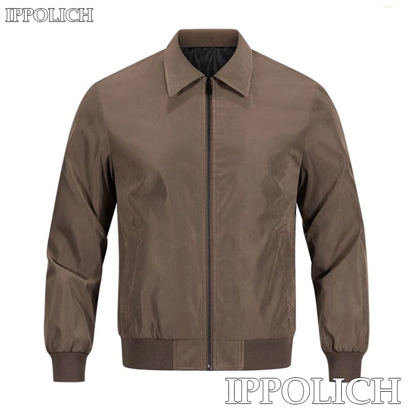 Men Jacket Solid Color Lapel Jacket Hiking Outdoor Fishing T图片