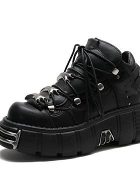 New 2025 Brand Punk Style Women Shoes Lace-up heel height 6C