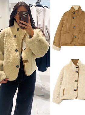 CharmChant Reversible Shearling Jacket for Women Leather Jac