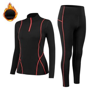 Thermal Underwear Women Mock-neck Sets Thin Fleece Fitness S