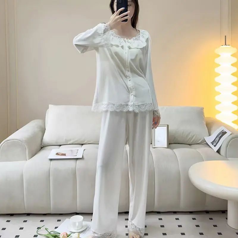 2Pcs/set Women's Pajamas Autumn and Winter Students Home Wea