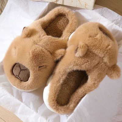 2025 Winter Couple's Soft Fur Capybara Slippers Warm Long Pl