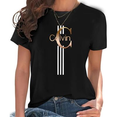 Fashion Printed Crew Neck Clothing Short Sleeve Summer Women