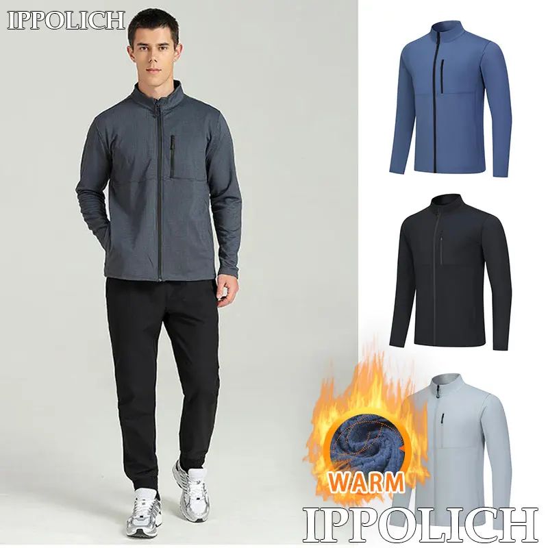 Men's Casual Fleece Jacket Outdoor Running Sports Fitness Cl图片