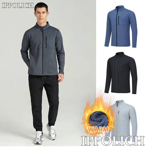 Men's Casual Fleece Jacket Outdoor Running Sports Fitness Cl