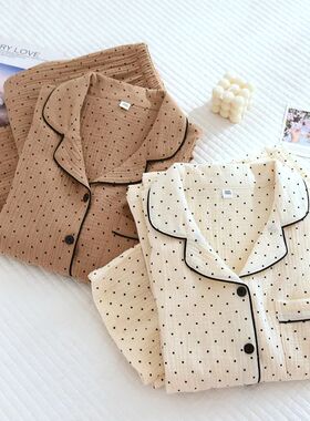 100% Cotton Gauze Women Pajamas Polka Dot Print Sleepwear 20
