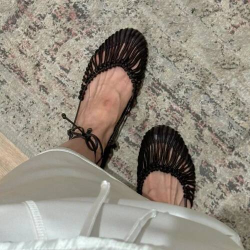2025 Summer Low Heels Roma Sandals Fashion Outdoor Woven Hol