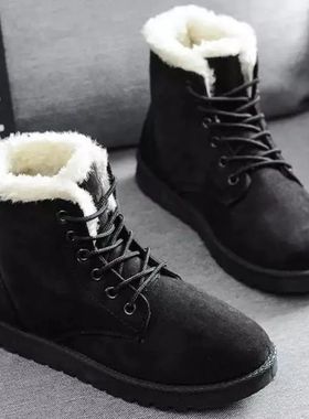 Smile Pop Winter New Flat Snow Boots Comfortable Warm Velvet