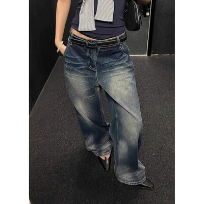 WCFCX STUDIO Vintage Wide-Leg Jeans Women's Loose-Fit High-W