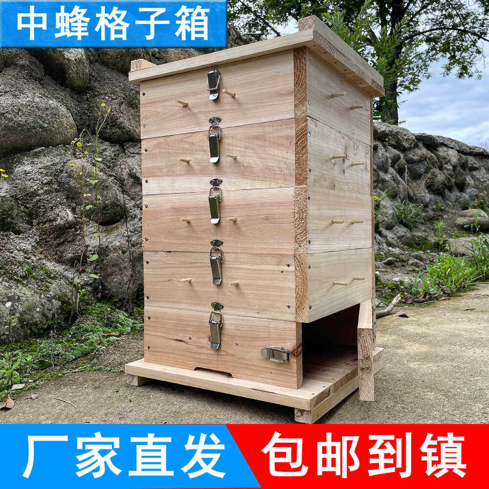 中蜂格子箱养蜂专用五层杉木蜂箱诱蜂箱全套土养箱巢蜜箱格子蜂箱