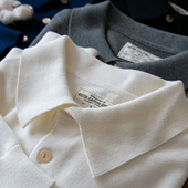 宽松翻领polo衫 秋冬全棉毛线针织衫 加厚重磅粗纱复古长袖 男女T恤