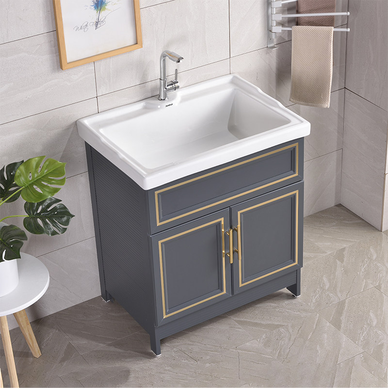 轻奢太空铝洗衣池陶瓷台盆一体加深洗脸洗手盆洗漱台阳台柜洗衣柜,家装主材,浴室柜,淘宝优惠券,粉丝福利购,淘宝优惠卷