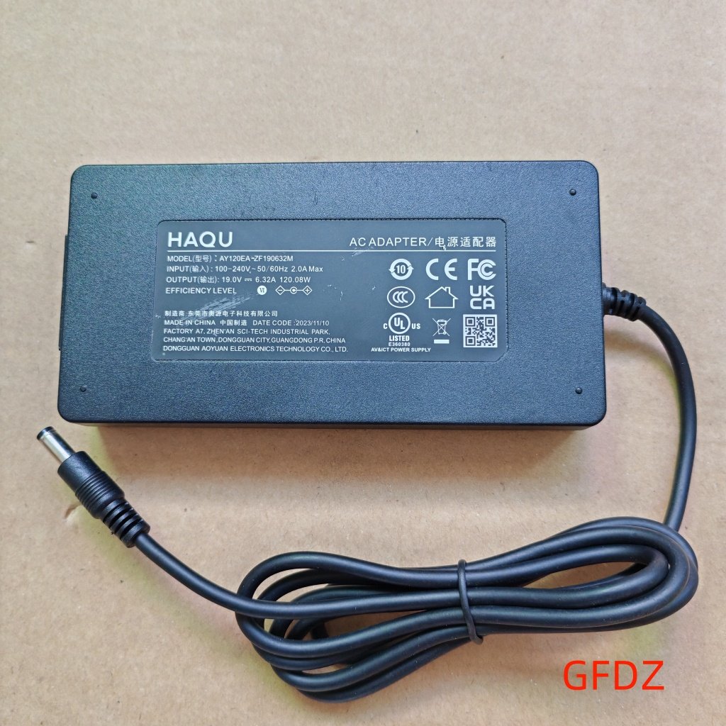 HAQU哈趣19V6.32A 投影仪电源适配器 AY120EA-ZF190632M 奥源电子 19V 充电器 电源线
