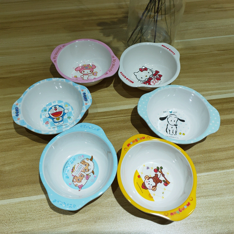 五和儿童双耳碗宝宝可水煮密胺