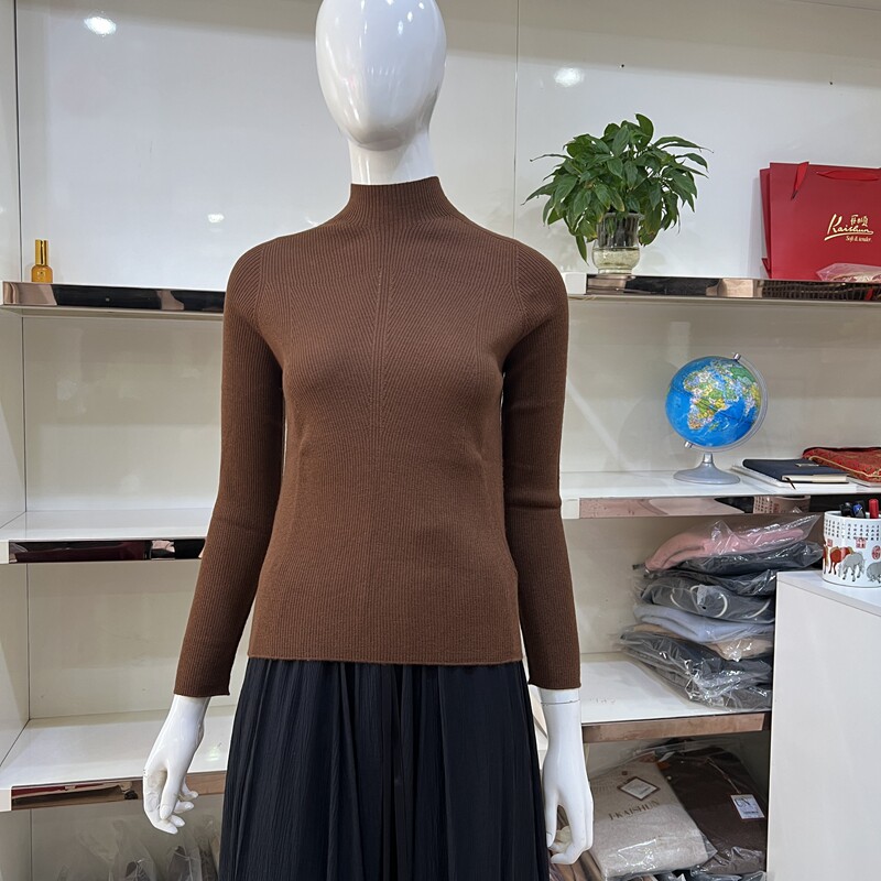 开顺羊毛衫女正品极细羊毛半高领