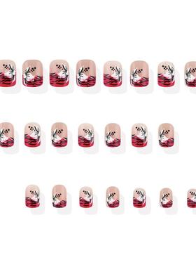 Twenty-four pink, short, black tiger-skinned white flowers d